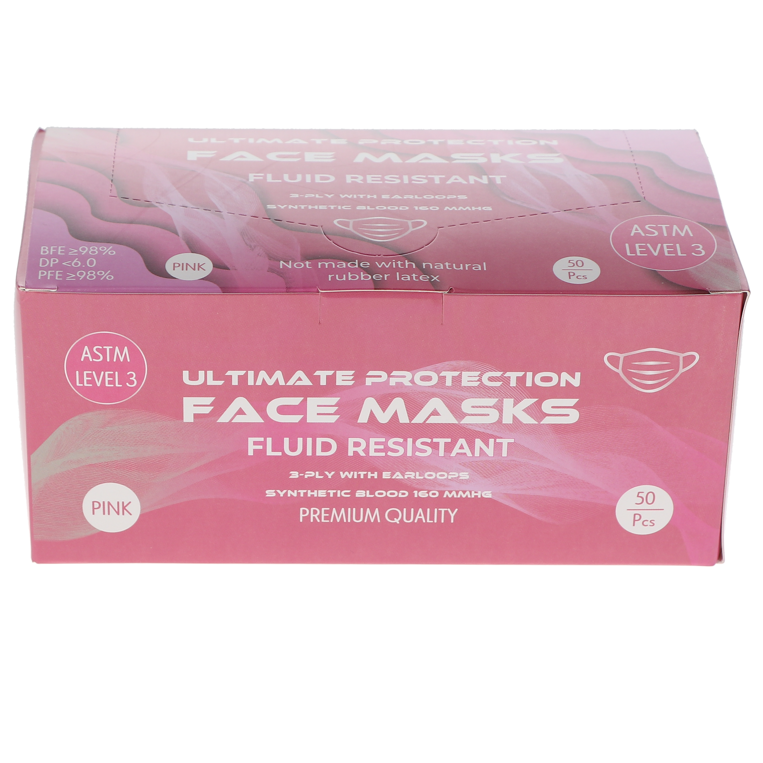 House Brand Dentistry 109131 HSB Earloop Face Masks 3-Ply ASTM Level 3 Pink 50/Bx House Brand Dentistry 109131 HSB Earloop Face Masks 3-Ply ASTM Level 3 Pink 50/Bx